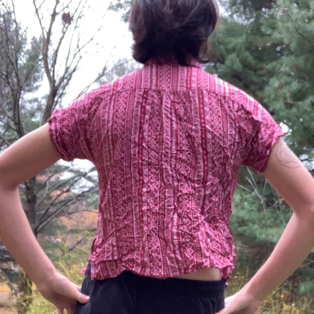 Red patterned button up - Picture 2 of 4